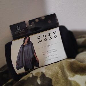 Balance Collection Cozy Lightweight Wrinkle Free Black Athleisure Wrap One Size